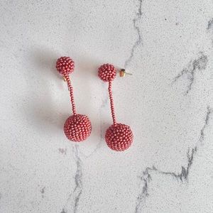 Madewell Pink Metallic Beaded Drop Earrings